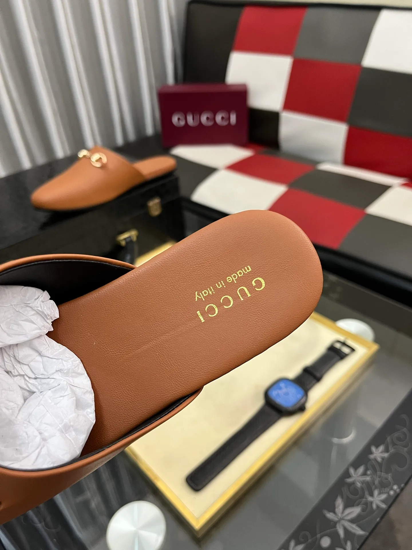 Men's shoes 💰480⌚️⌚️[Gucci] 2024 new season half-slip men's shoes, made of Italian imported first-layer frosted cowhide➕sheepskin lining, original hardware buckle, original combination wear-resistant outsole, real shot 🎬 Very comfortable on the feet, size 36-44